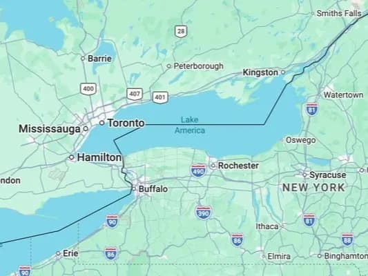 Google Ontario Gölü'nü Amerika Gölü yaptı