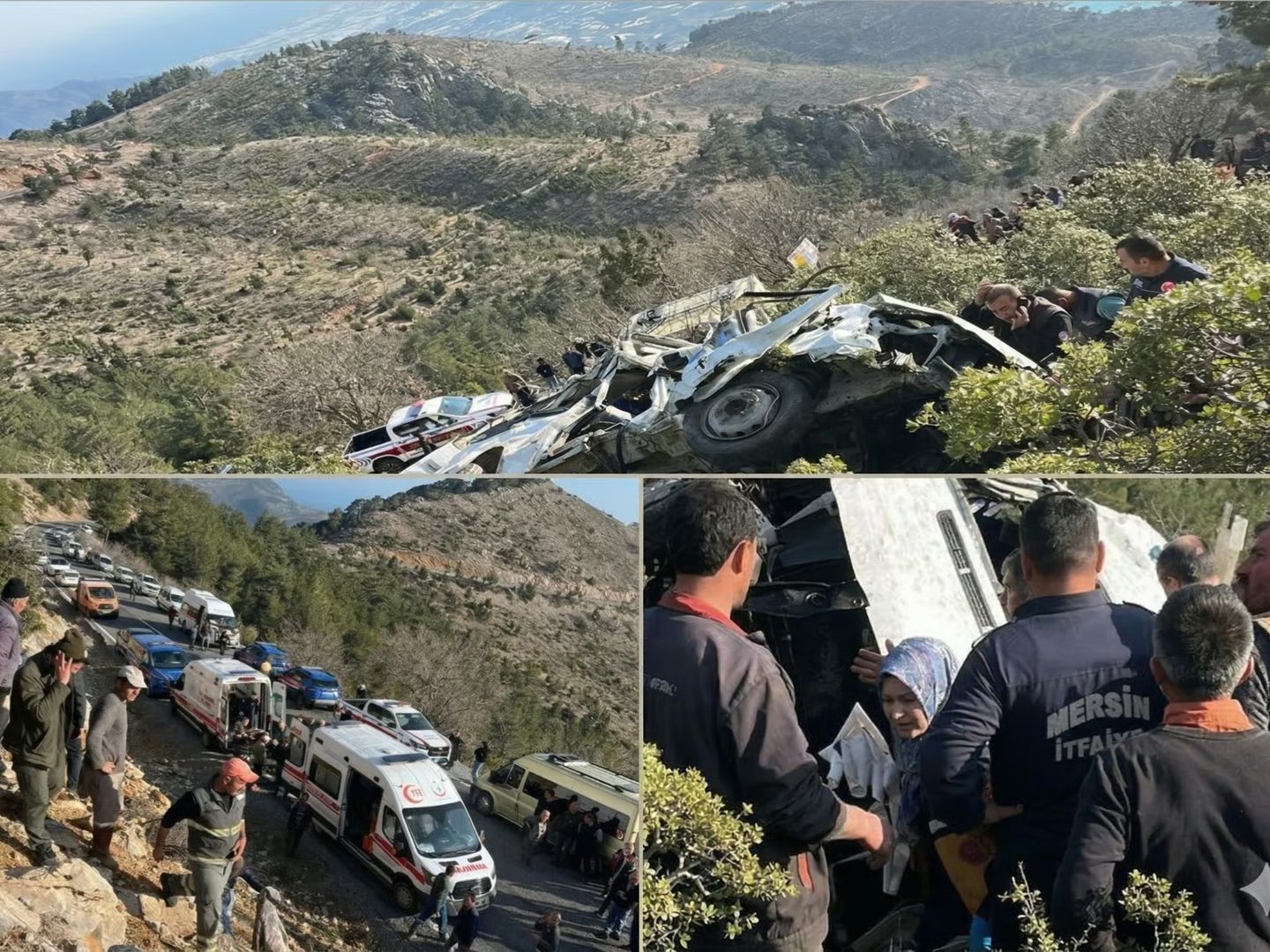 Mersin Anamur'da işçi taşıyan minibüs uçuruma yuvarlandı: 3 ölü, 11 yaralı