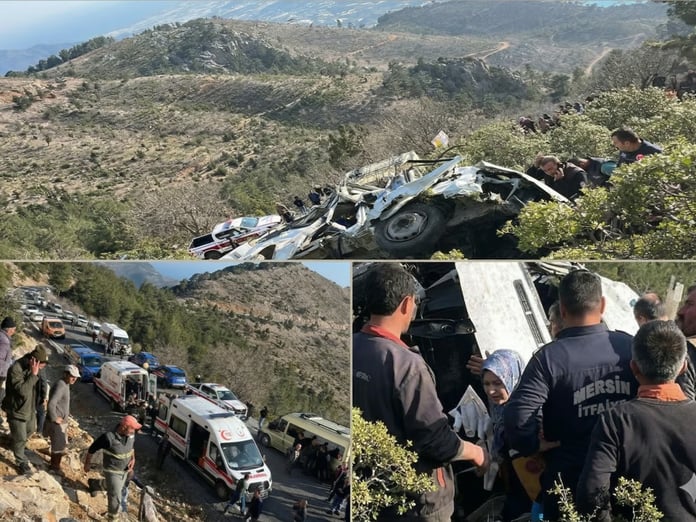 Mersin'de işçi servisi şarampole yuvarlandı