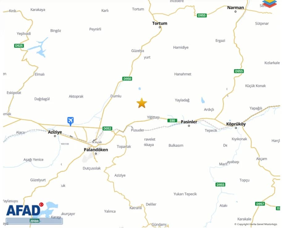 AFAD deprem merkez üssü haritası
