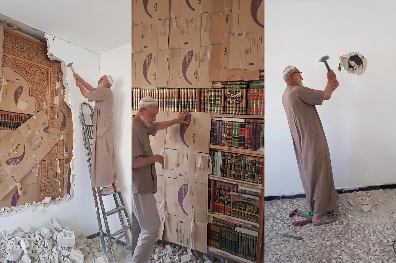 Esad rejiminden kaçan Suriyeli adam, duvar örerek sakladığı kitaplarına yıllar sonra kavuştu
