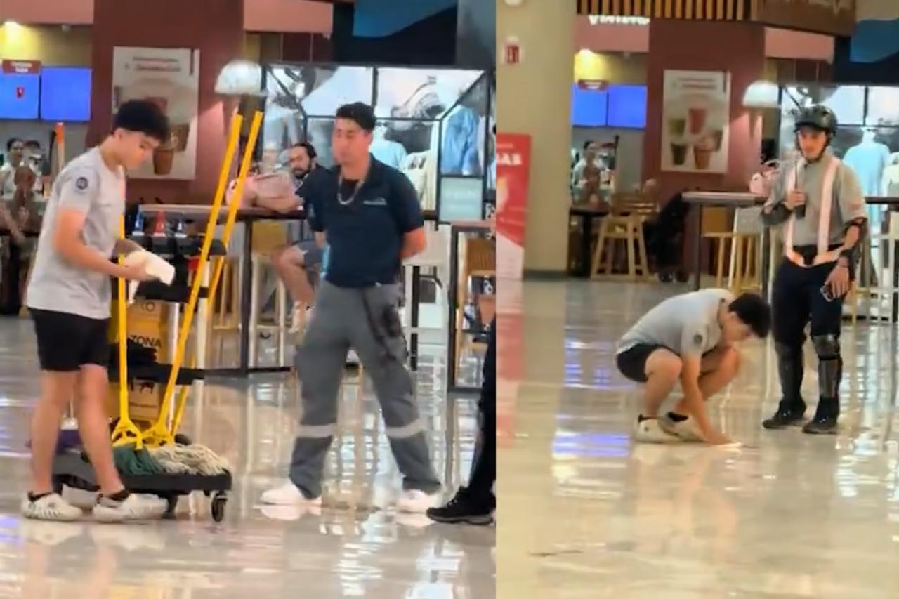 Bilerek döktüğü içeceği temizlemek zorunda kaldı