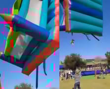 Şişme oyun evi şiddetli rüzgarla havalandı: 2 çocuk yaralandı