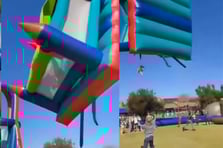 Şişme oyun evi şiddetli rüzgarla havalandı: 2 çocuk yaralandı