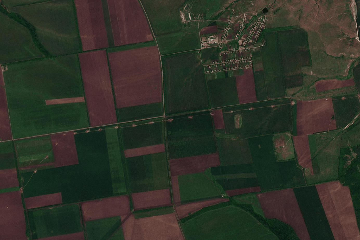 A satellite image from May 22 shows what Greenpeace says are several new pylons and an electricity line in occupied Ukraine. Russia would need several more lines to connect the Zaporizhzhia facility to its own grid.