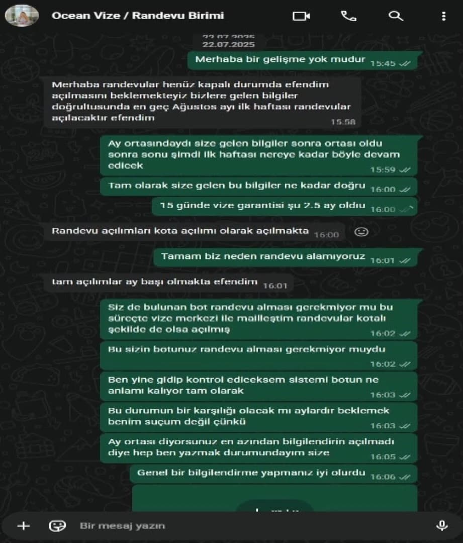 Vize randevusu olayı 