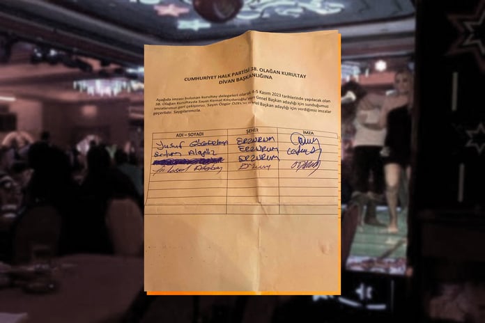 Özgür Özel için CHP delegelerinden pavyonda imza topladılar