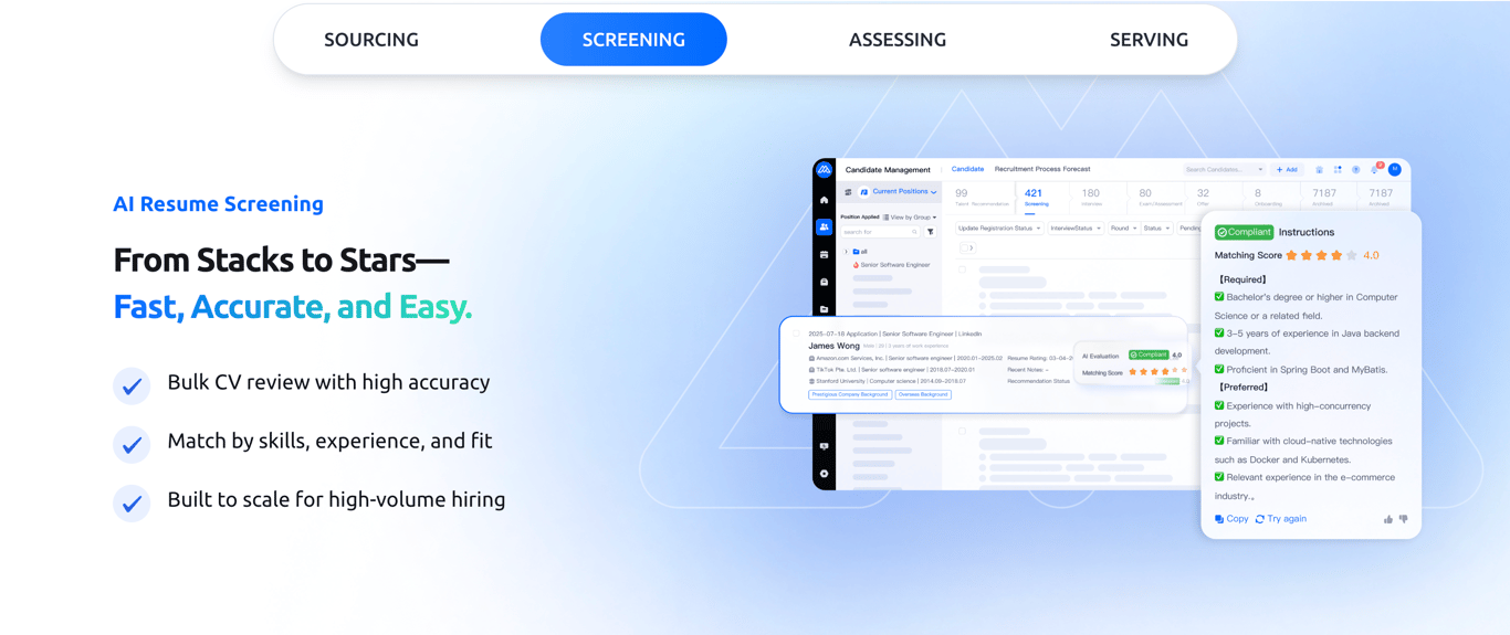 MokaHR AI履歴書スクリーニング