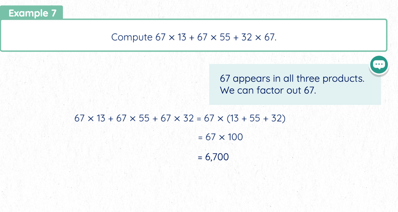 ACE Academy pre-algebra distributive property example