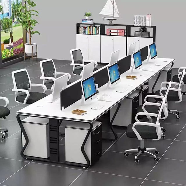 Matteo Office Workstation with cabinet modular multi user desk. Image height is 400 and width is 400
