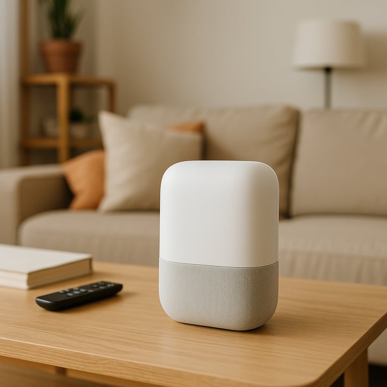 Smart electronics supplier displaying smart watches, wireless audio equipment, home security cameras, and intelligent household appliances in a sleek retail showroom.