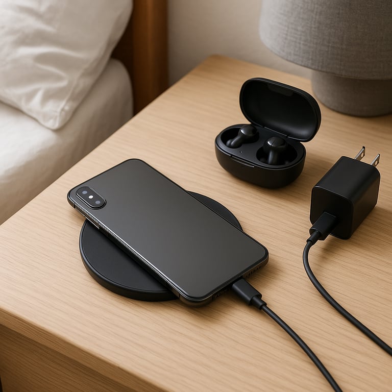 Professional OEM mobile accessories manufacturer facility showing high-tech production lines for USB-C cables, wireless chargers, and smartphone cases.