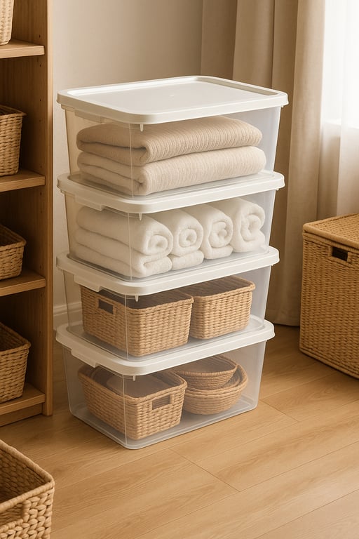 High-quality household storage products including stackable containers, drawer dividers, and decorative baskets manufactured for global distribution.