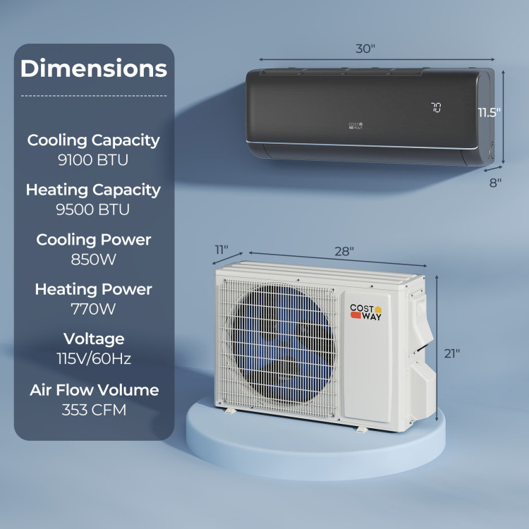 Mini split gris Serie GreyVolt 9100 BTU 20.5 SEER2 - 23 dB