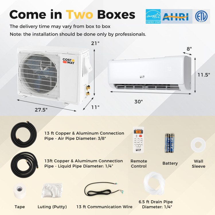 airtural Series 12000 BTU mini split with remote