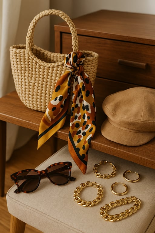 Wholesale clothing accessories supplier displaying a variety of fashion items including watches, bracelets, necklaces, earrings, and rings on elegant displays, suitable for a jewelry brand.