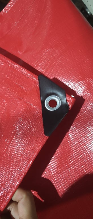 Detail of tarpaulin reinforced corner