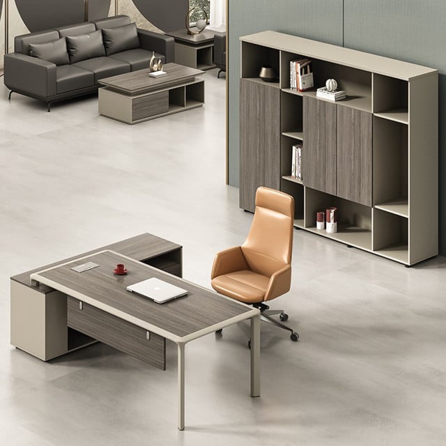 Olen Wooden Desk with Storage Cabinet Modern Style. Image height is 400 and width is 400