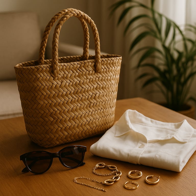 A curated display of diverse fashion accessories including elegant necklaces, bracelets, earrings, stylish handbags, scarves, and hats, showcasing quality and design variety for wholesale buyers.