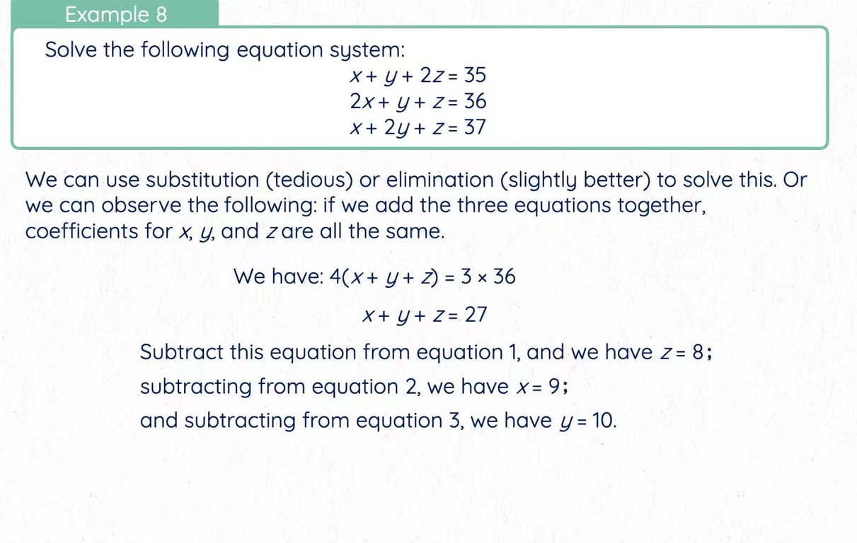 Algebra system of equations lesson example