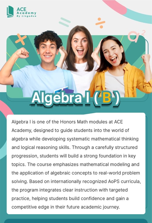 ACE Academy Algebra I advanced course graphic