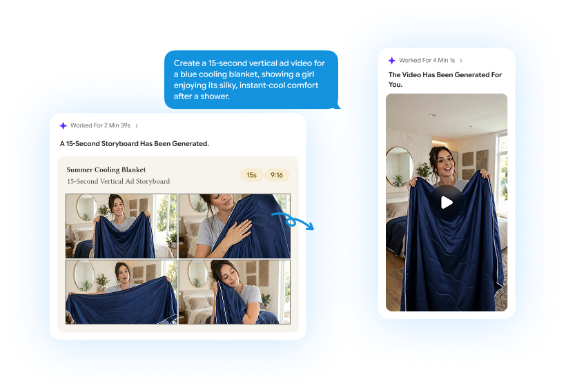 StoreClaw ecommerce short-form video ad storyboard concept