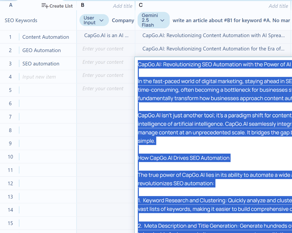 CapGo AI Mass Page Generation