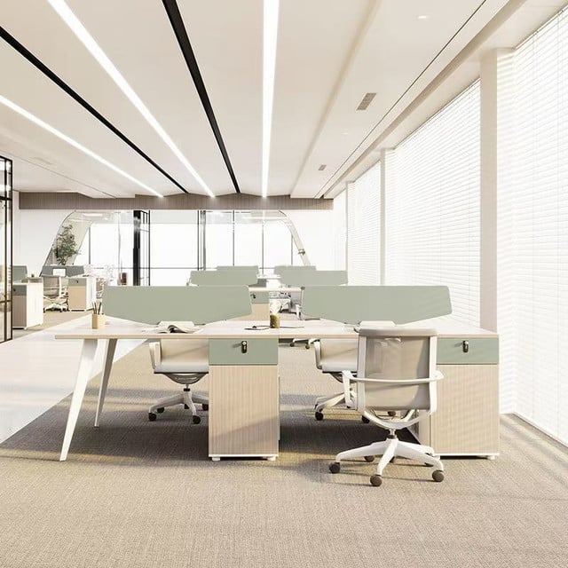 Svea Wooden Workstation double seat wood desk with storage. Image height is 400 and width is 400