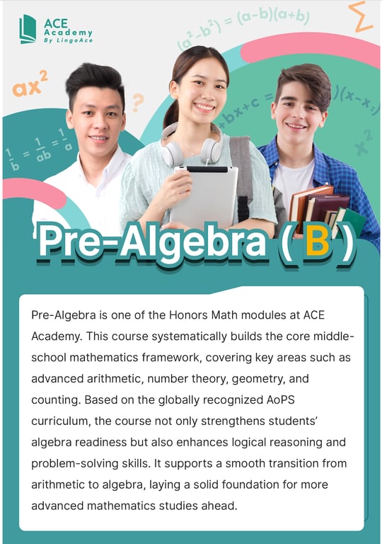ACE Academy Pre-Algebra B educational course graphic