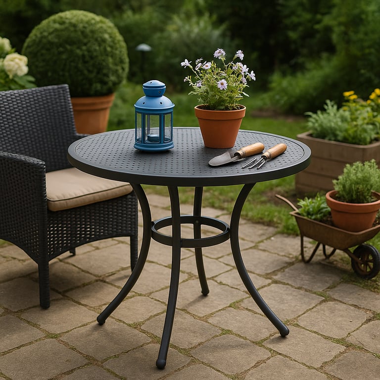 Professional garden sourcing in China featuring a variety of outdoor tools, planters, garden furniture, and landscaping accessories displayed in a modern showroom.