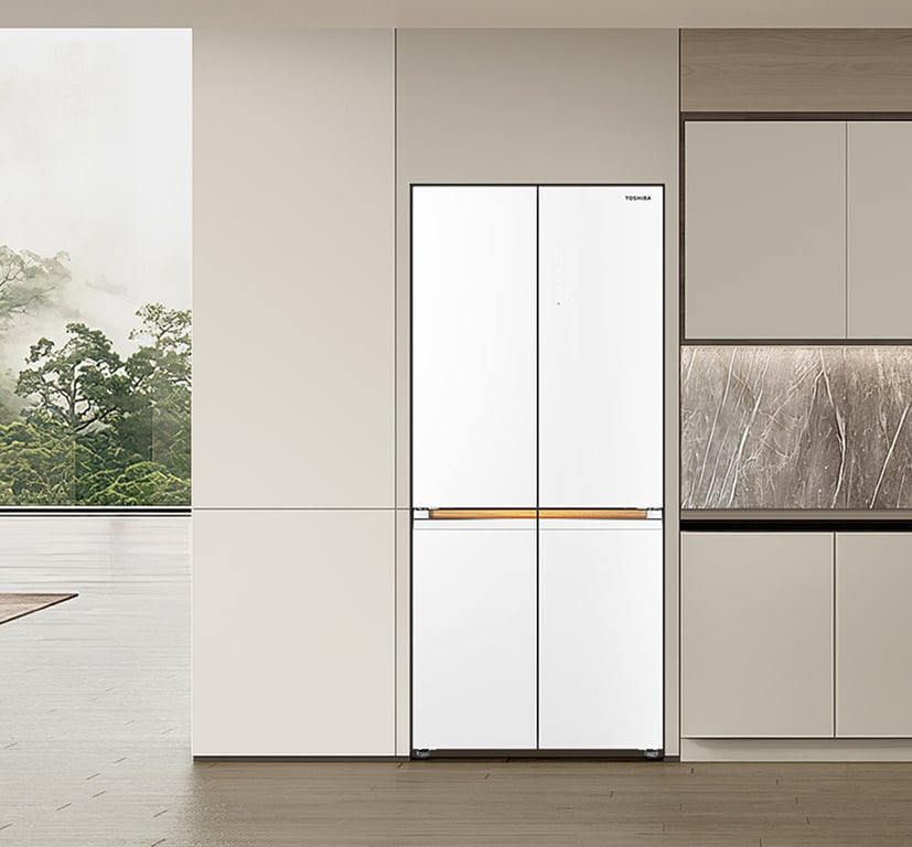 Toshiba JAPANDi Premium Built-in Refrigerator 535L in a coordinated residential interior