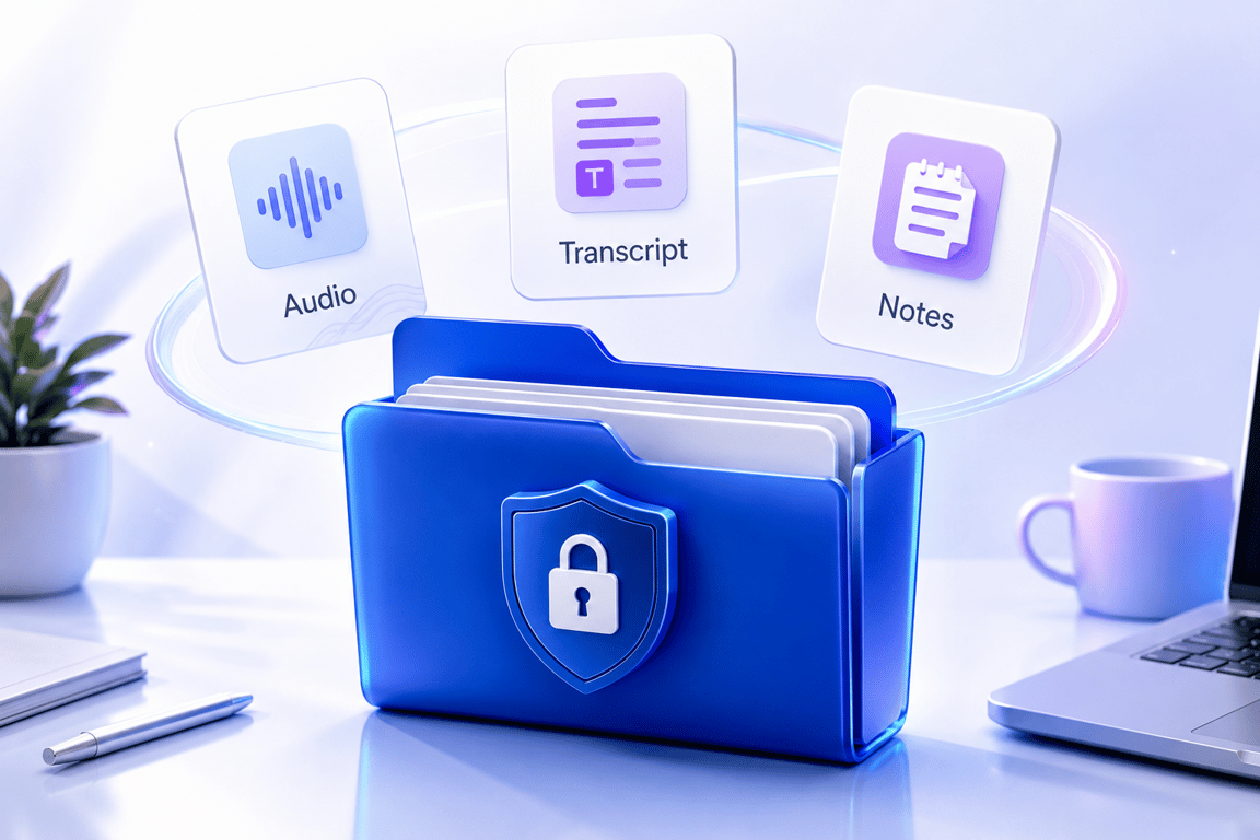 Notta Desktop Privacy Mode keeping meeting audio, transcripts and notes in a secure local workspace