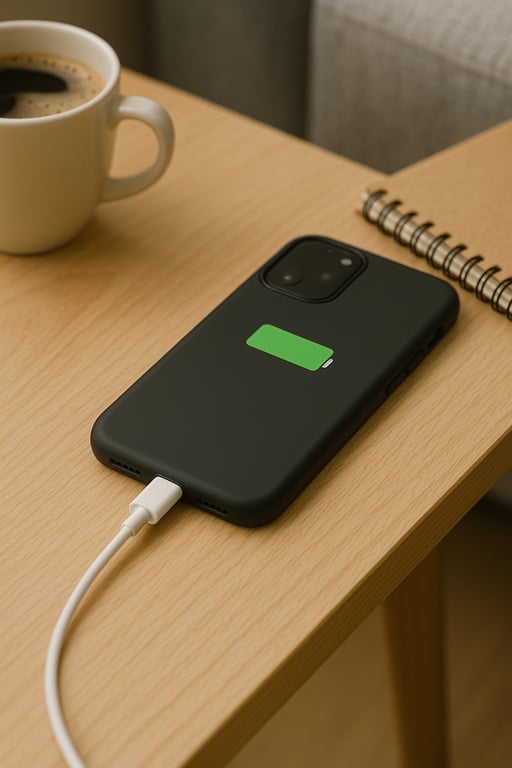 Wholesale phone accessories supplier displaying a diverse collection of smartphone cases, wireless chargers, earbuds, and portable speakers in a clean, well-lit retail environment.