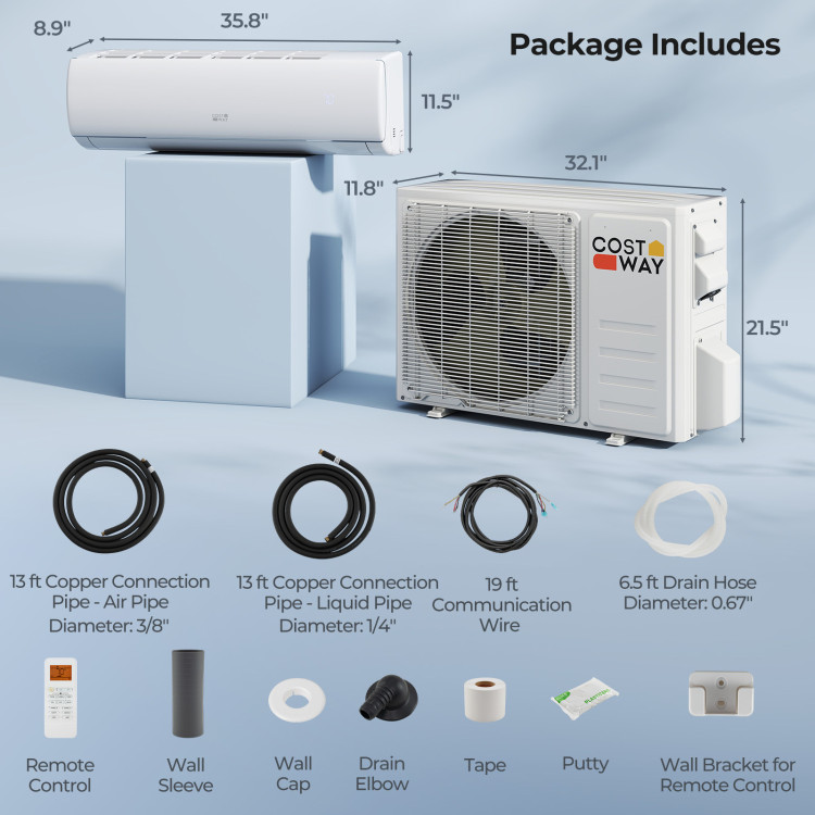 EchoCool Series 11500 BTU mini split AC