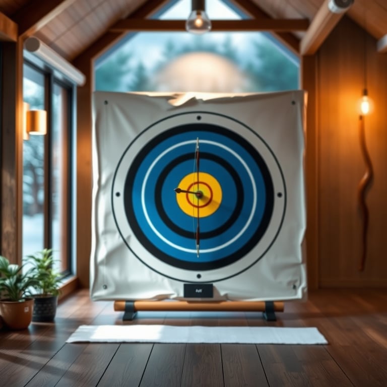 moving target archery equipment indoor resort. Image height is 400 and width is 600
