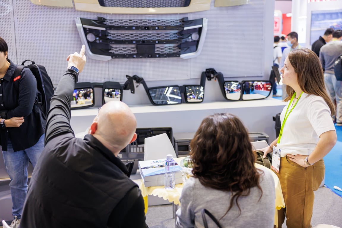 International buyers visiting automotive parts and service industry booths at Automechanika Jakarta