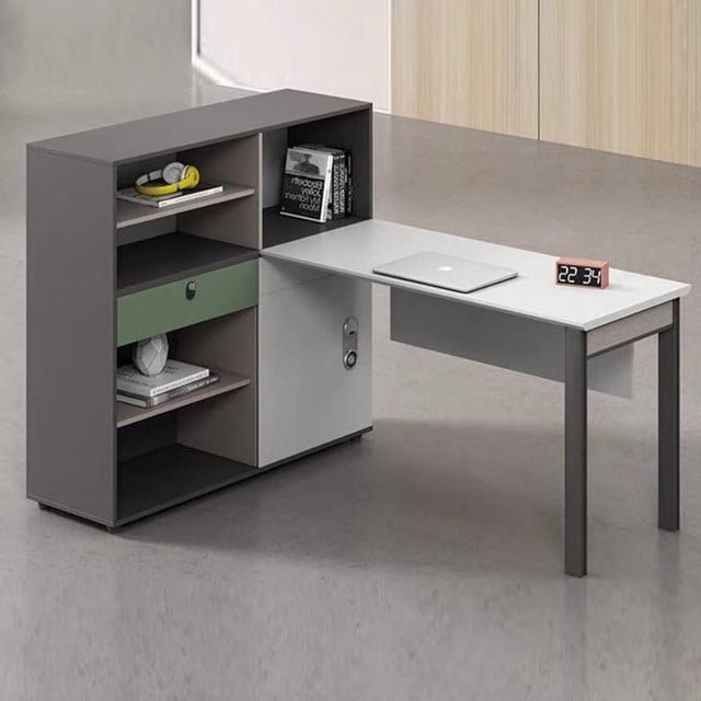 Eleanor Executive Workstation modern office L-shape desk. Image height is 400 and width is 400