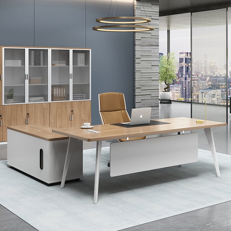 Olen Director Table with Side Cabinet