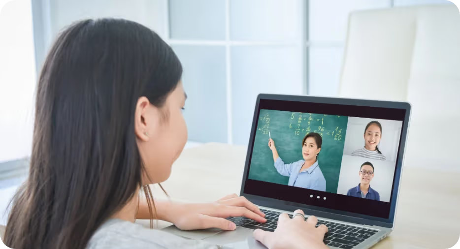 ACE Academy live online classroom with teacher and student video windows