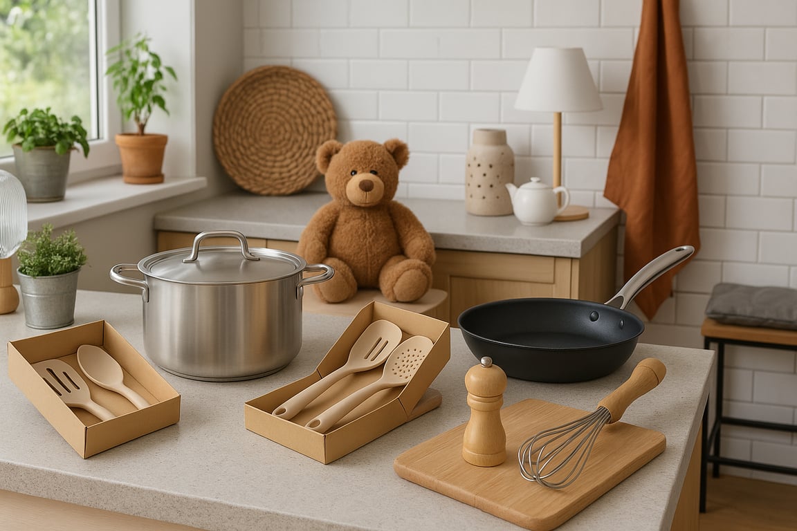 Modern kitchenware manufacturing facility in China, showcasing automated production lines for stainless steel cookware and precision machinery for kitchen utensil fabrication.