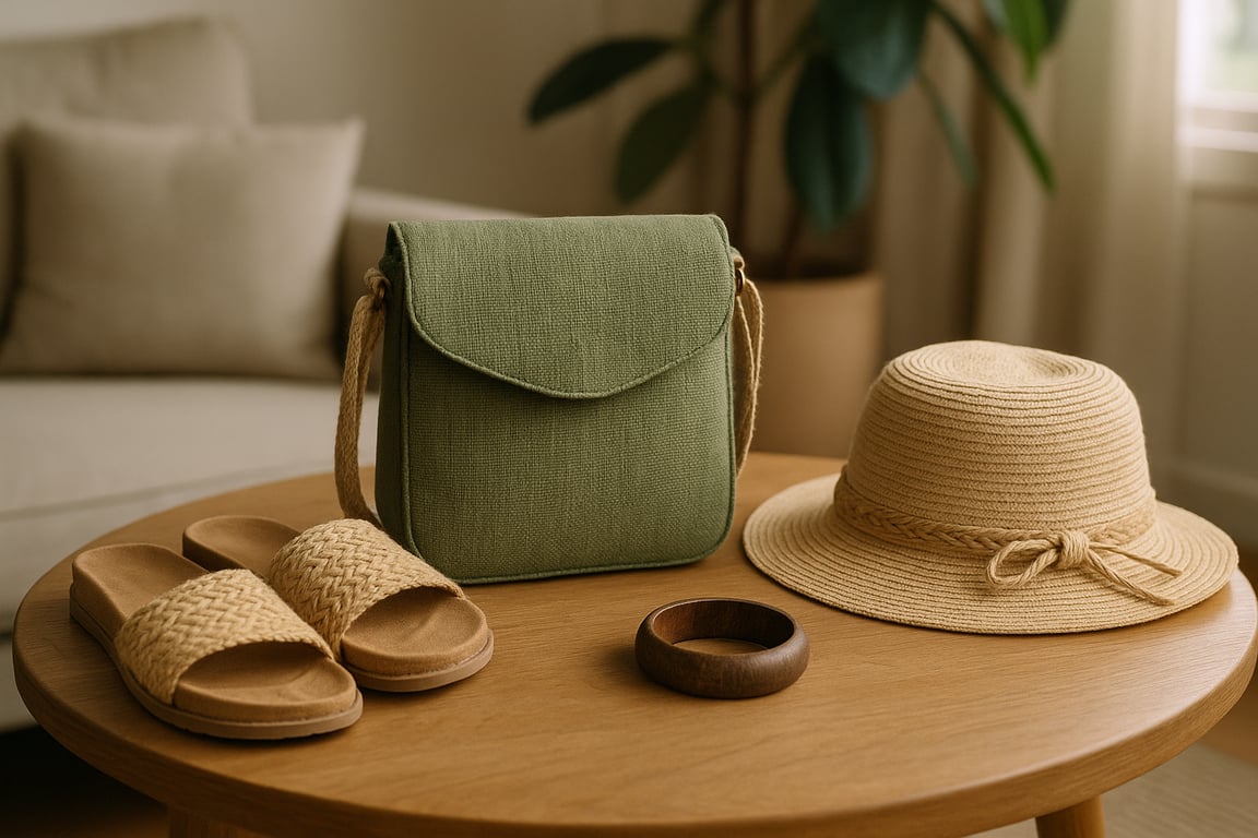 Artisan crafting eco-friendly jewelry from recycled materials in a well-lit workshop, showcasing sustainable production practices and attention to detail in ethical manufacturing.