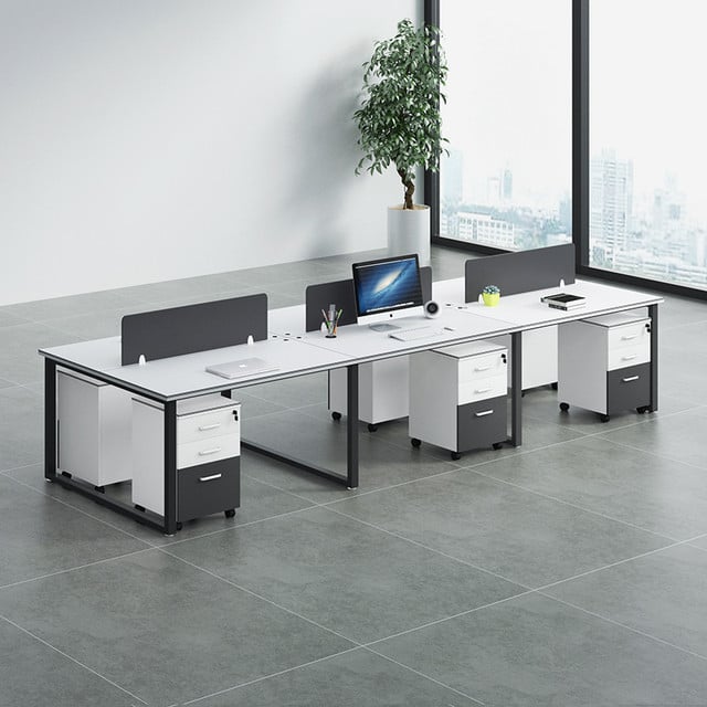 Edward Wooden Workstation with Acrylic Screen modern office desk. Image height is 400 and width is 400