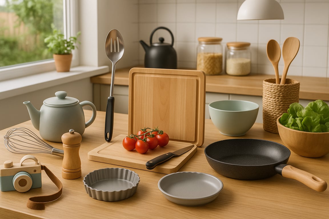 Professional kitchenware supplier inventory featuring premium pots, pans, and culinary tools for wholesale distribution.