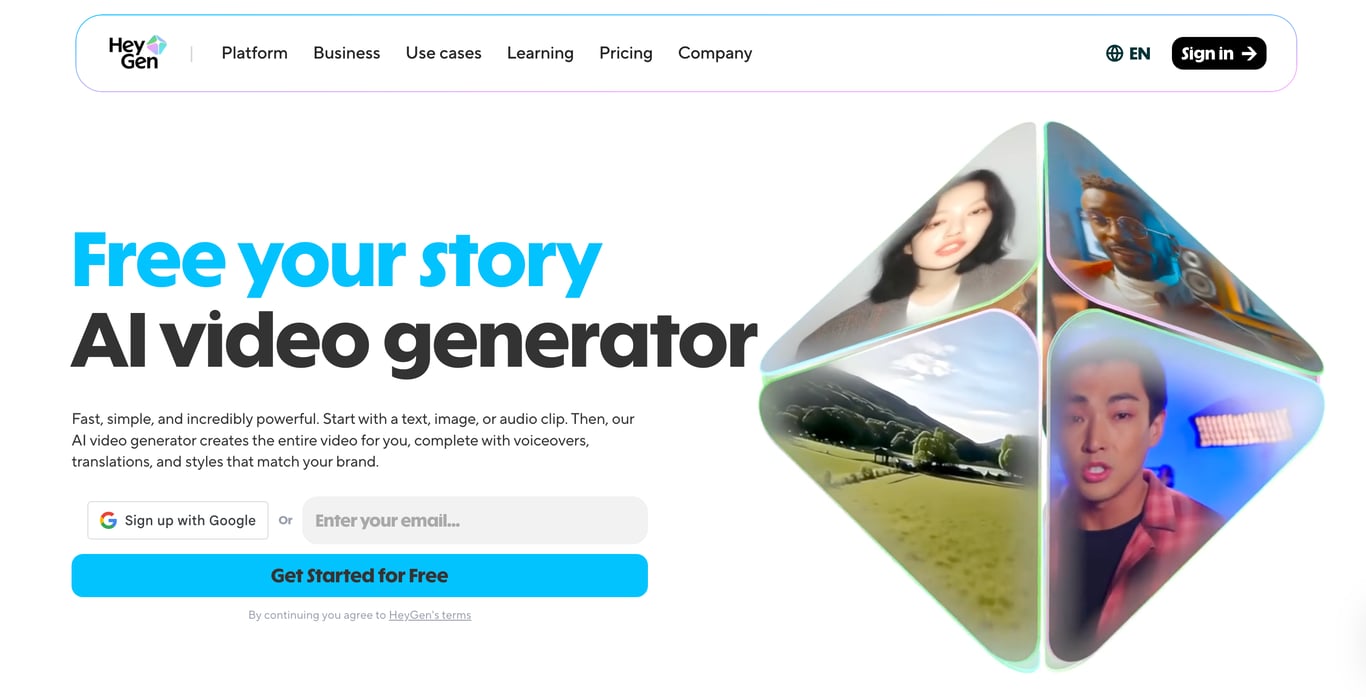 Heygen Homepage Interface