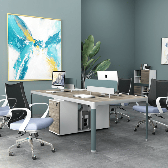 Fanny Wooden Office Workstation four pax desk. Image height is 400 and width is 400