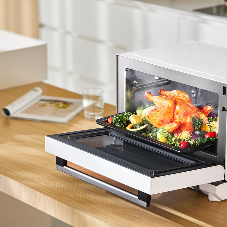 Toshiba JAPANDi Premium Steam-grilling Microwave 25L in a contemporary kitchen