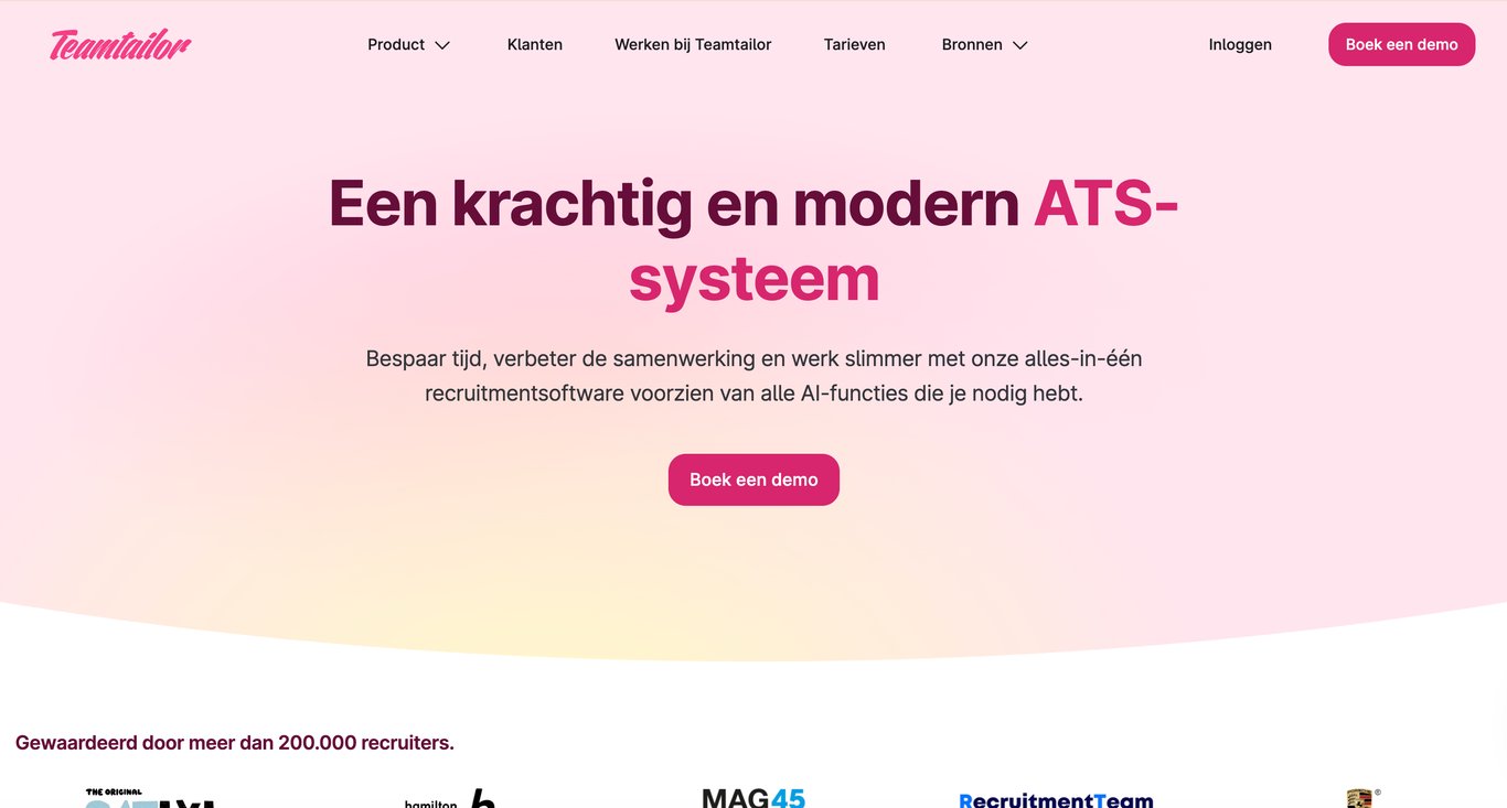 หน้าแรกของเว็บไซต์ Teamtailor
