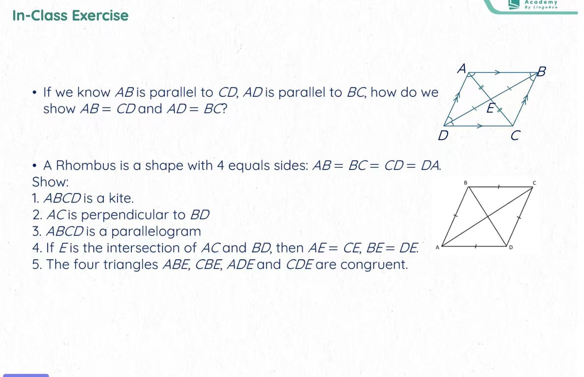 ACE Academy geometry classroom exercise
