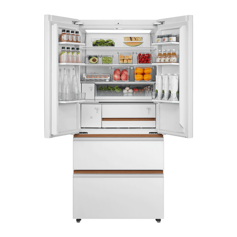 Toshiba JAPANDi refrigerator image illustrating PureAIR and freshness features
