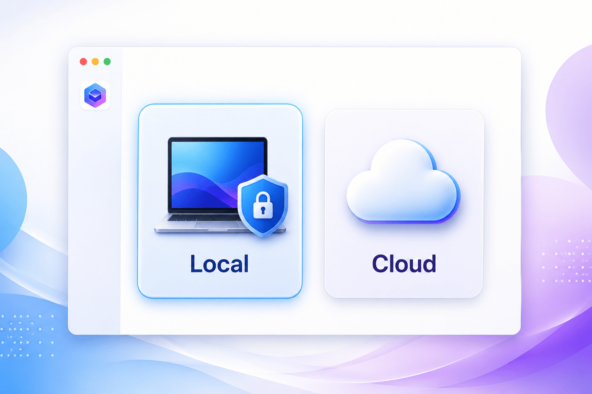 Notta Desktop compara la transcripción local de Privacy Mode con la transcripción en la nube